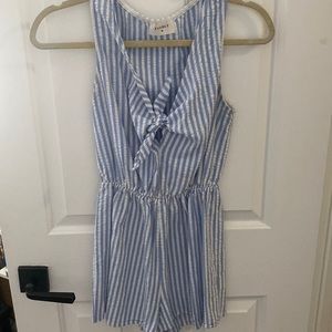 Striped Everly Front Tie Romper